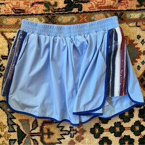 NWT Queen of sparkles sequin blue, red, white shorts size small